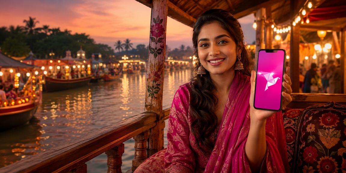 সুন্দরবন অঞ্চলের একজন ব্যবহারকারী রাতের বাজারে মোবাইলে পেমেন্ট করছেন